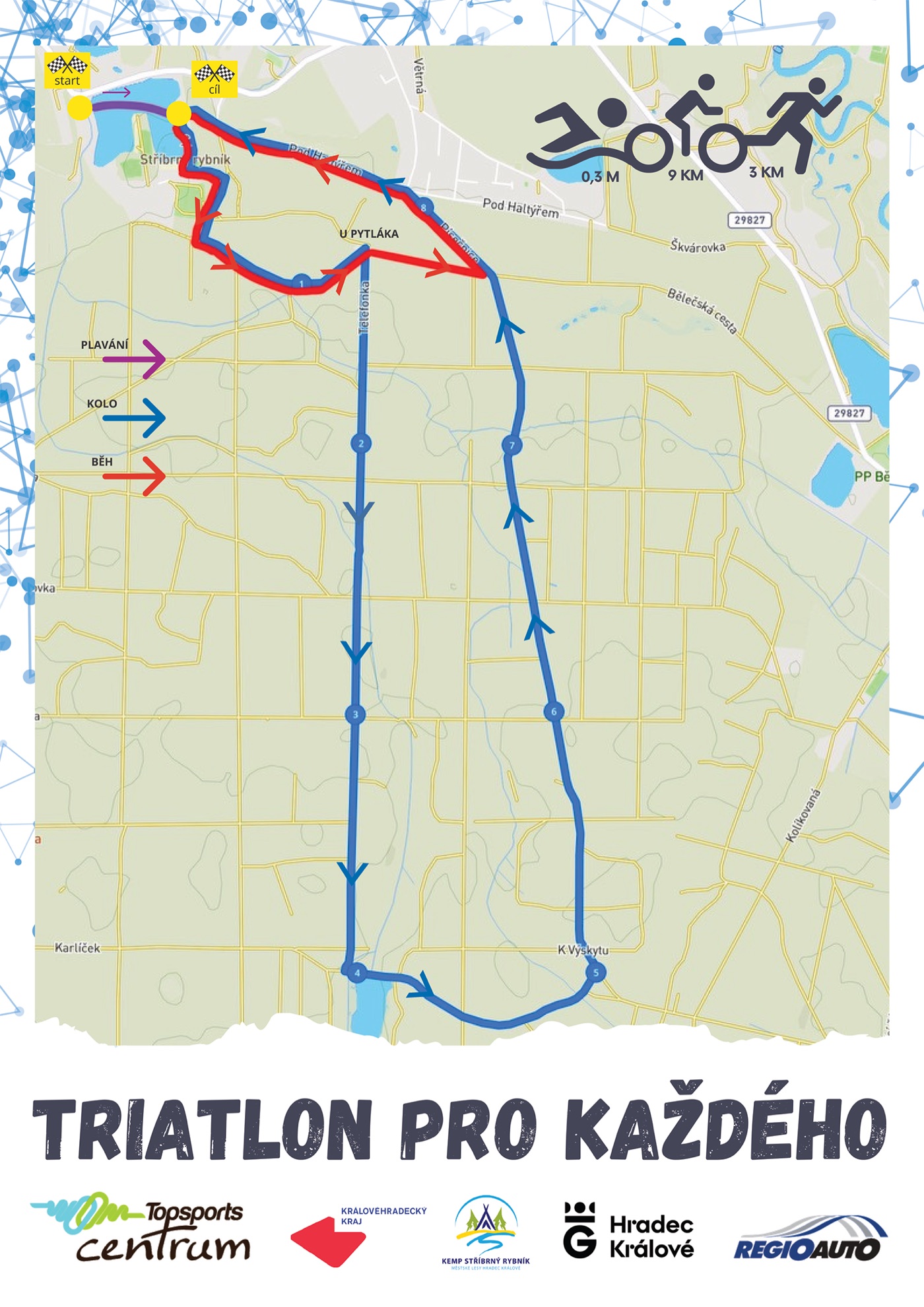 Mapa závodu Triatlon pro každého